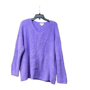 Style & Co Cozy Chenille V-Neck Sweater, Lilac Kiss, L